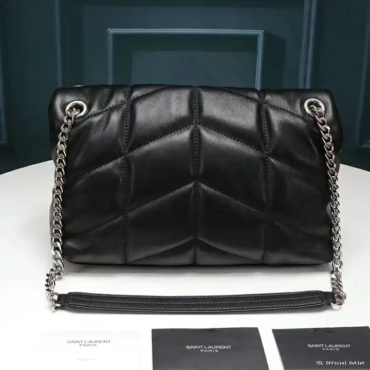 CHEAP Silver Saint Bag Puffer Black Lambskin Loulou Quilted Small Laurent In 0414